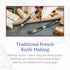 Jean Dubost Laguiole 3-Piece Cheese Knife Set - Black Handles, Rust-Resistant Stainless Steel, Includes Wooden Tray,