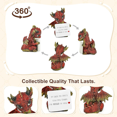 Aura Mojo Dragon Figurine - Fantasy Decor Statue with Customizable Sticker, Emotional Support Gift for Bookshelf & Desk
