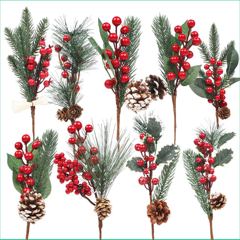 12 Pack 6 DR.DUDU Artificial Berry Twigs for Christmas Tree Decoration, DIY Christmas Red Berry Stems for Crafts Wreath