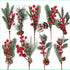 12 Pack 6 DR.DUDU Artificial Berry Twigs for Christmas Tree Decoration, DIY Christmas Red Berry Stems for Crafts Wreath