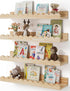 Shario Nursery Book Shelves, 4-Pack Wood Floating Shelves for Wall Kids, Scalloped Shelves,