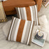 Pack of 2 Farmhouse Decorative Throw Pillow Covers, 18x18 Modern Faux Leather Rustic Stripe