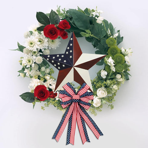 Y&K Decor American Barn Star, US Flag Star Outdoor Metal Barn Patriotic Wall Decoration