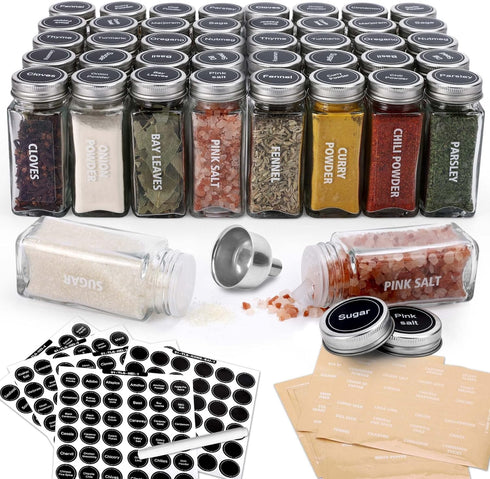 Antimbee 40-Pack 3.5 OZ Glass Spice Jars with 324 Labels, Shaker Lids