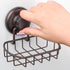 Super Powerful Vacuum Suction Cup Soap Dish - Strong Stainless Steel Sponge Holder for Bathroom & Kitchen (Bronze)