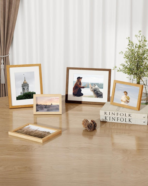 8x10 5x7 8x10 1 Pack Marsmiles Wooden Picture Frame, USA-Sourced Natural Oak Solid Wood Photo Frame with Plexiglass
