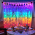 300Led 10x10ft 7 Honche Cuttable Curtain String Lights with Remote Window Lights for Bedroom Wedding Party Festive