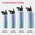 FineDine 25 Oz Triple Walled Insulated Water Bottles with Straw - Stainless Steel Metal Bottle with 3 Leak Proof Lids -