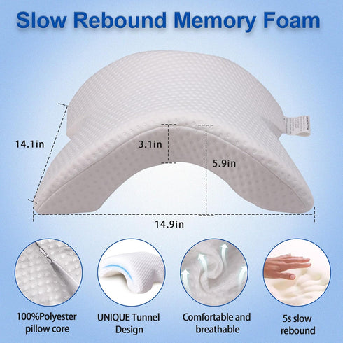 Sleeping Cuddle Pillow for Couple, Memory Foam Arched U-Shaped Arm Hole Pillow, Providing Comfort and Support in Travel