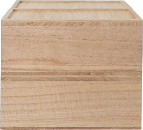 Martha Stewart Weston Stackable Wooden Storage Boxes with Pullout Drawers, 3 Pack, Light Natural