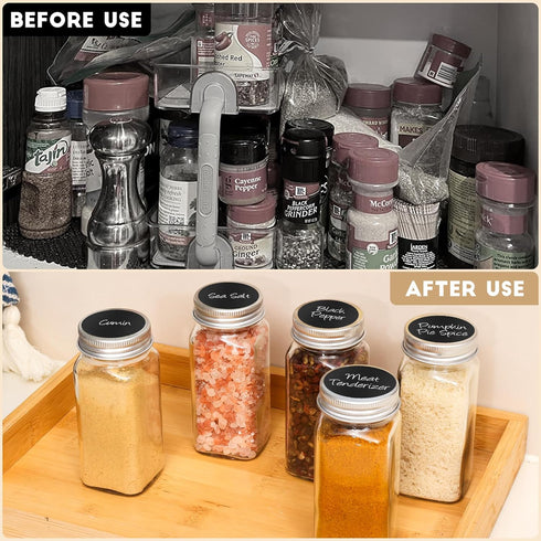 DIDITIME 24Pcs 4oz Spice Jars with Label, Empty Square Seasoning Containers, Spice Jars with Shaker Lids, Small Spice