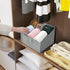 DIMJ Storage Bins for Closet, 6 Packs Trapezoid Fabric Baskets with Front Handle for Toys, Books, Clothes, Grey