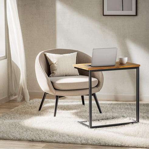 27 inches Pipishell C Shaped End Table High, Side Table for Couch Slide Under, C Table Sofa Side End Table for Living