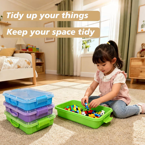 SailStart 4 (3.8L) 3 Pack, Qt Sensory Bin With Lid - Stackable Storage Sensory Bins with Lids, Portable Sandbox