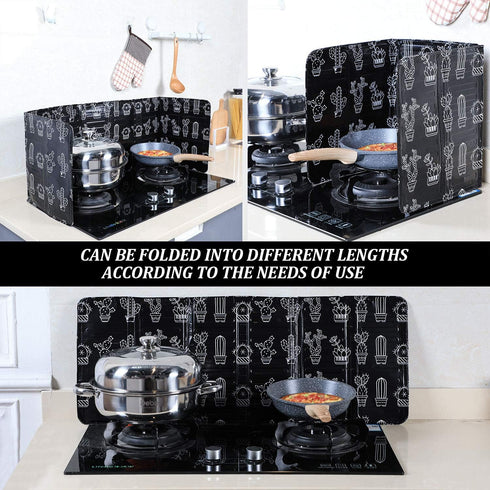 2 Pcs 3 Sided Foldable Grease Splatter Guard, Aluminum Foil Splash Screen for Frying Pan Cooking