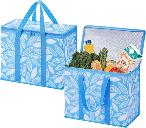 VENO 2 Pack Insulated Cooler Bag, Reusable Grocery Shopping Bag for Food Delivery,