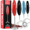 Zulay Double Grip Milk Frother with Holster Stand Handheld Electric Coffee Frother,