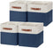 HNZIGE Fabric Cube Storage Bins, Set of 4, Closet Storage Bins for Organizing Home Office (White Blue)