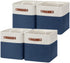 HNZIGE Fabric Cube Storage Bins, Set of 4, Closet Storage Bins for Organizing Home Office (White Blue)