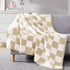 WRENSONGE Checkered Throw Blanket, Beige Soft Cozy Fluffy Warm Hand Made Throw