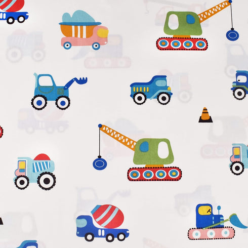 J-pinno 100% 3 Set Set Build Construction Engineering Vehicle Cars Trucks Crane Digger Cartoon Cotton Twin Pieces Sheet