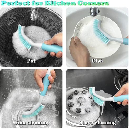 HONGSAGE 2Pcs Cleaning Brushes, Multi-Purpose Right Angle Brush Scrubbing Kitchen Bathroom Deep Cleaning Edge Corner