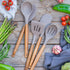 Kitchen Utensils Set, Non-Stick Silicone Cooking Utensils with Acacia Hard Wood Handle, 5 Piece