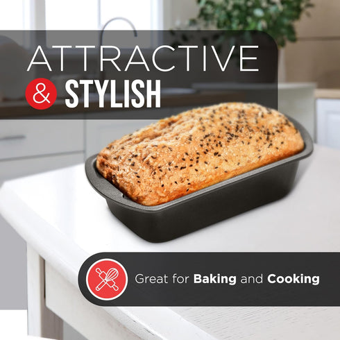 Bakken Swiss Loaf Pan Set, 4-Piece Deluxe Nonstick Carbon Steel Bakeware for Perfect Bread and Cakes, Dishwasher Safe