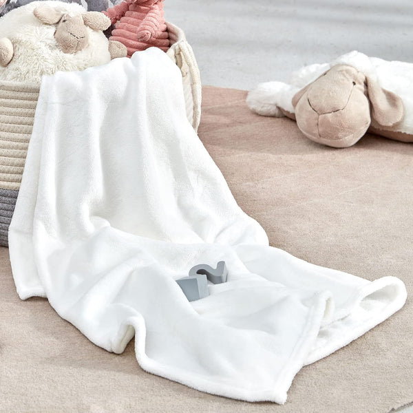 SLEEP ZONE Flannel Fleece Baby Sublimation Blanket 30x40 Inches, Soft Fuzzy Plush White Kids Bed Travel Throw for