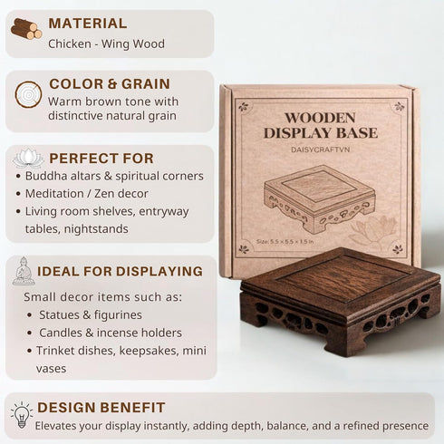 5.5"5.5" Wooden Display Square Stand Base Wood Plant Stand, Pedestal Stand, Tabletop Plant Stand, Risers Display
