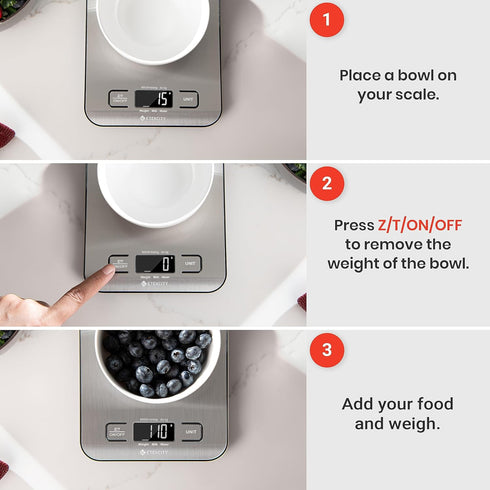 Etekcity Food Kitchen Scale, Digital Grams and Ounces for Weight Loss, Baking, Cooking, Keto and Meal Prep - LCD