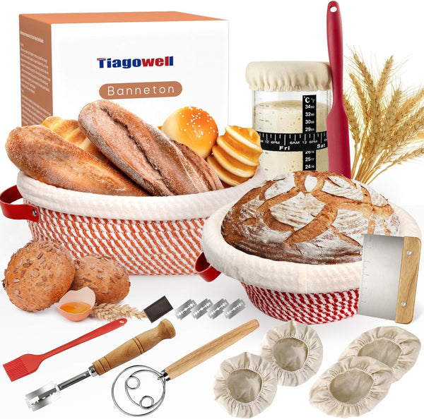 Sourdough Starter Kit, Banneton Bread Proofing Basket, Sourdough Bread Baking Supplies with