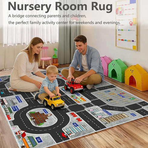 KEBEXXY Room,31X47Inch/80X120CM Kids Rug Play Mat Great for Playing with Cars and Toys,Educational Kid Road and Traffic