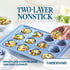 Farberware Nonstick Bakeware Muffin/Cupcake Pan, 12-Cup with Fill Lines, Blue