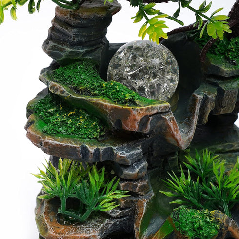 Gdrasuya10 Desktop Fountain Waterfall Decor, Water Feature with Colour Changing LED Lighting for Office Home Bedroom