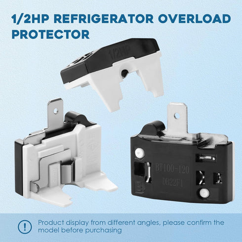 Refrigerator Starter Relay Set, 3 Pin 4.7 Ohm PTC Compressor Starter with Overload Protector Kit for Universal Coolers