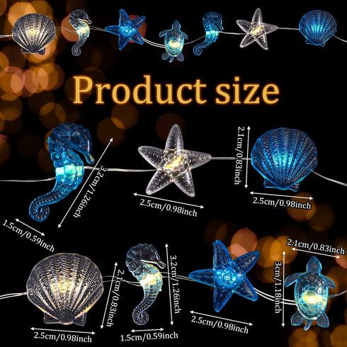 2 10ft 30 Zhanmai Pcs Ocean Decor String Lights for Bedroom Nautical Theme Seashell Seahorse Conch LED Battery Operated