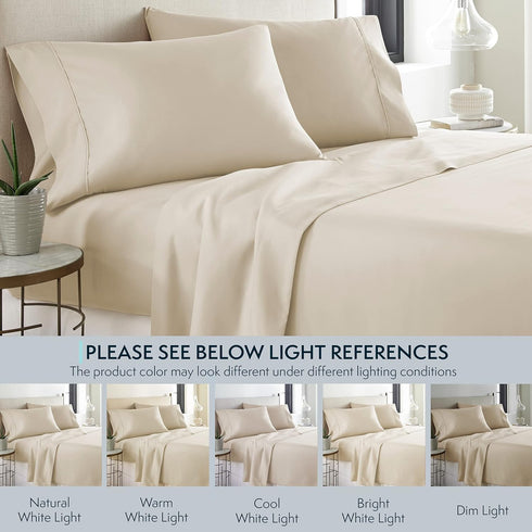 HC Collection Pillow Cases Standard/Queen Size Set of 2 - Microfiber, Extra Soft, Cream