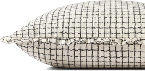 Loloi Dinah Pillow, 18'' x 18'' Cover with Poly, Ivory/Black Decorative Cushion