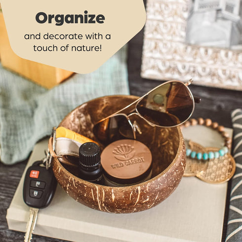 Coconut Bowls and Wooden Spoons Set of 2, Natural Hand-Crafted Vegan-Friendly Kitchen Utensils for Salad