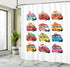 Ambesonne Truck Shower Curtain, Colorful Food Truck Illustration, Cloth Fabric Bathroom Decor Set with Hooks, 69" W x