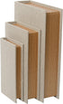 Modern Linen and Wood Decorative Faux Book Boxes Set of 3 - 13", 10", 8" - Beige