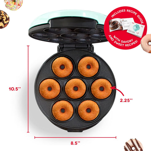 DASH Mini Donut Maker Machine, Kid-Friendly Breakfast & Snacks, Non-stick Surface, Makes 7 Doughnuts - Aqua