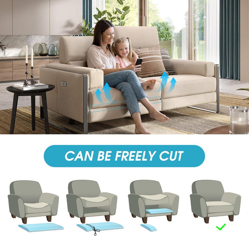 moonoom 22"x22" (2 Couch Cushion Support, Blue Sofa Cushion Sagging Repair, Curved High Density Foam Replacement
