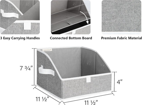 StorageWorks Closet Storage Bins, Trapezoid Fabric Bins and Organizing Baskets, Small, 3-Pack, Gray