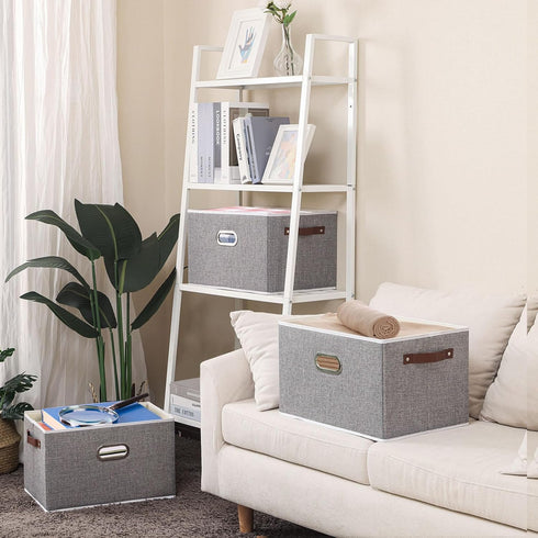 Yawinhe 4-Pack Fabric Storage Baskets, Foldable Closet Organizer for Shelves, Large Canvas Storage Bins (Grey)