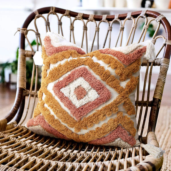 Merrycolor Boho Throw Pillow Covers, 18x18 with Tassels, Decorative Woven Tufted Bohemian Pillow Covers for Couch,