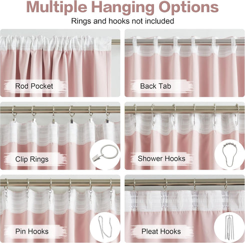 2 70 Inch 70 84 Inch DUALIFE Panels Baby Pink Curtains for Girls Bedroom Wide- Back Tab and Rod Pocket Room Darkening