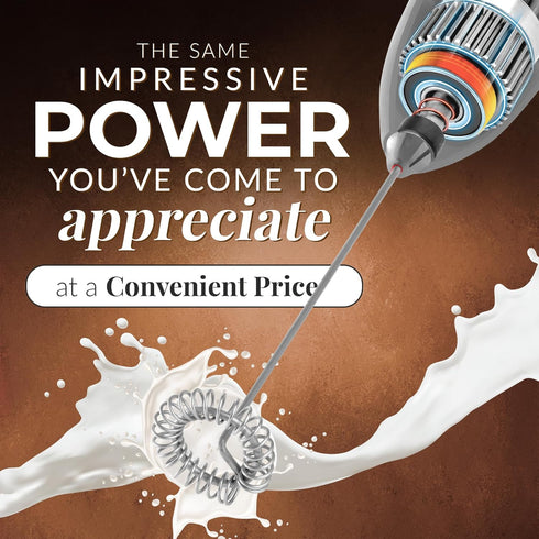 Zulay Kitchen Powerful Milk Frother Wand, Mini Handheld Stainless Steel Battery Operated Drink Mixer for Coffee,