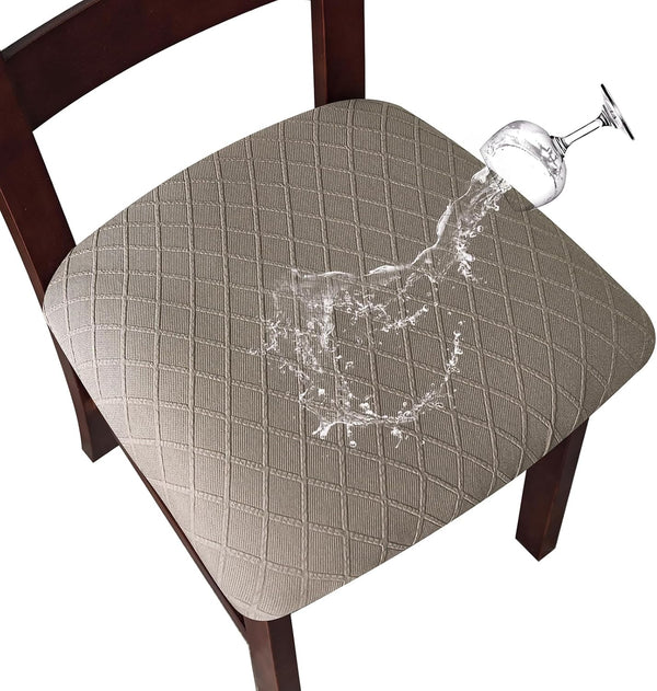 Genina Waterproof Seat Covers for Dining Room Chairs, Kitchen Chair Covers (Taupe, 4 Pcs)